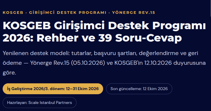 KOSGEB Girişimci Destek Programı 2026: Rehber ve 39 Soru-Cevap